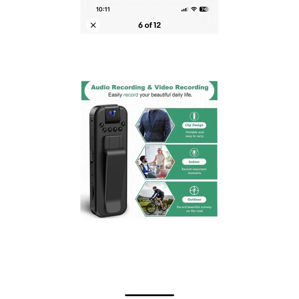 Mini Body Camera HD 1080P Portable Video Recorder 180° Lens W/ Night Vision New